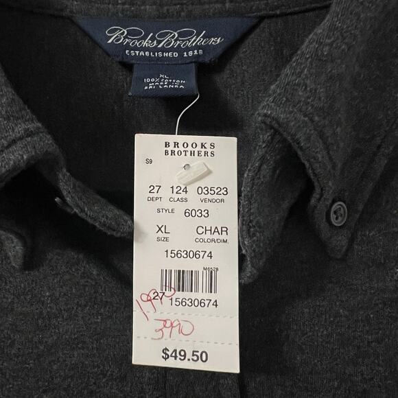 Brooks Brothers New Button Down Shirt Mens XL Gray Long Sleeve 100% Cotton - Picture 3 of 7